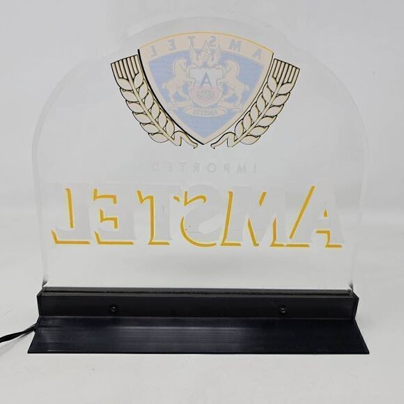 AMSTEL IMPORTED BEER EDGE LIT LIGHTED BACK BAR SIGN MAN CAVE 8" X 8" - Picture 5 of 7